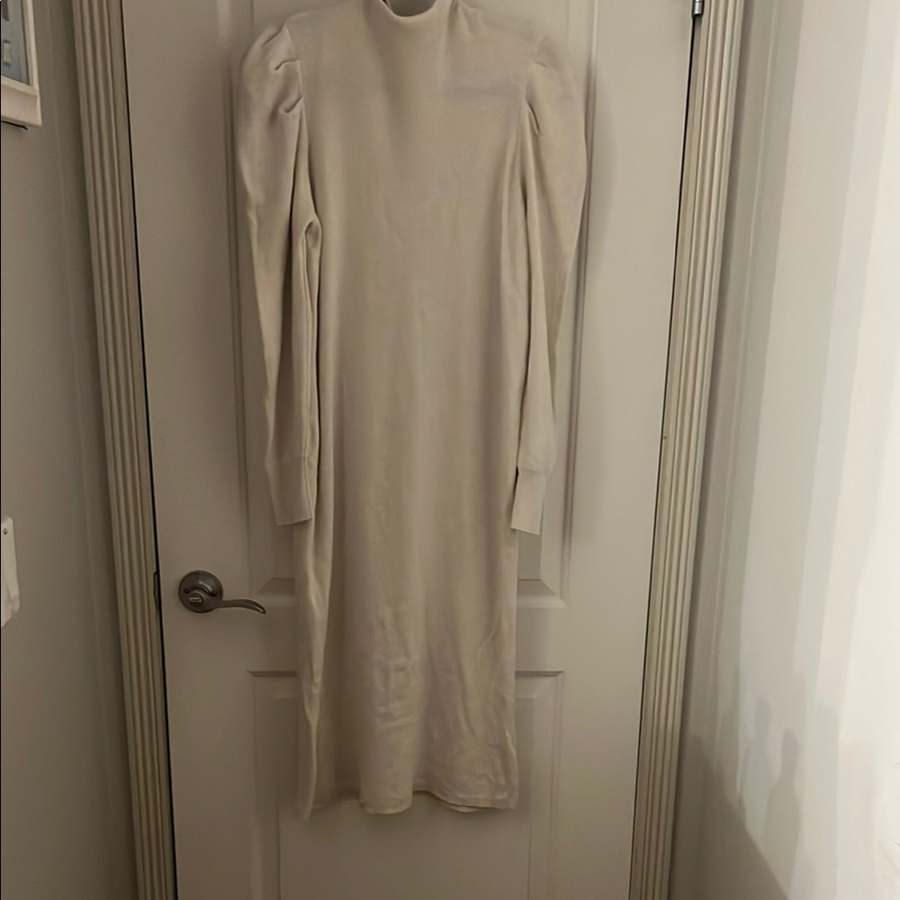Who What Wear Cream Puff Sleeve Sheath Dress